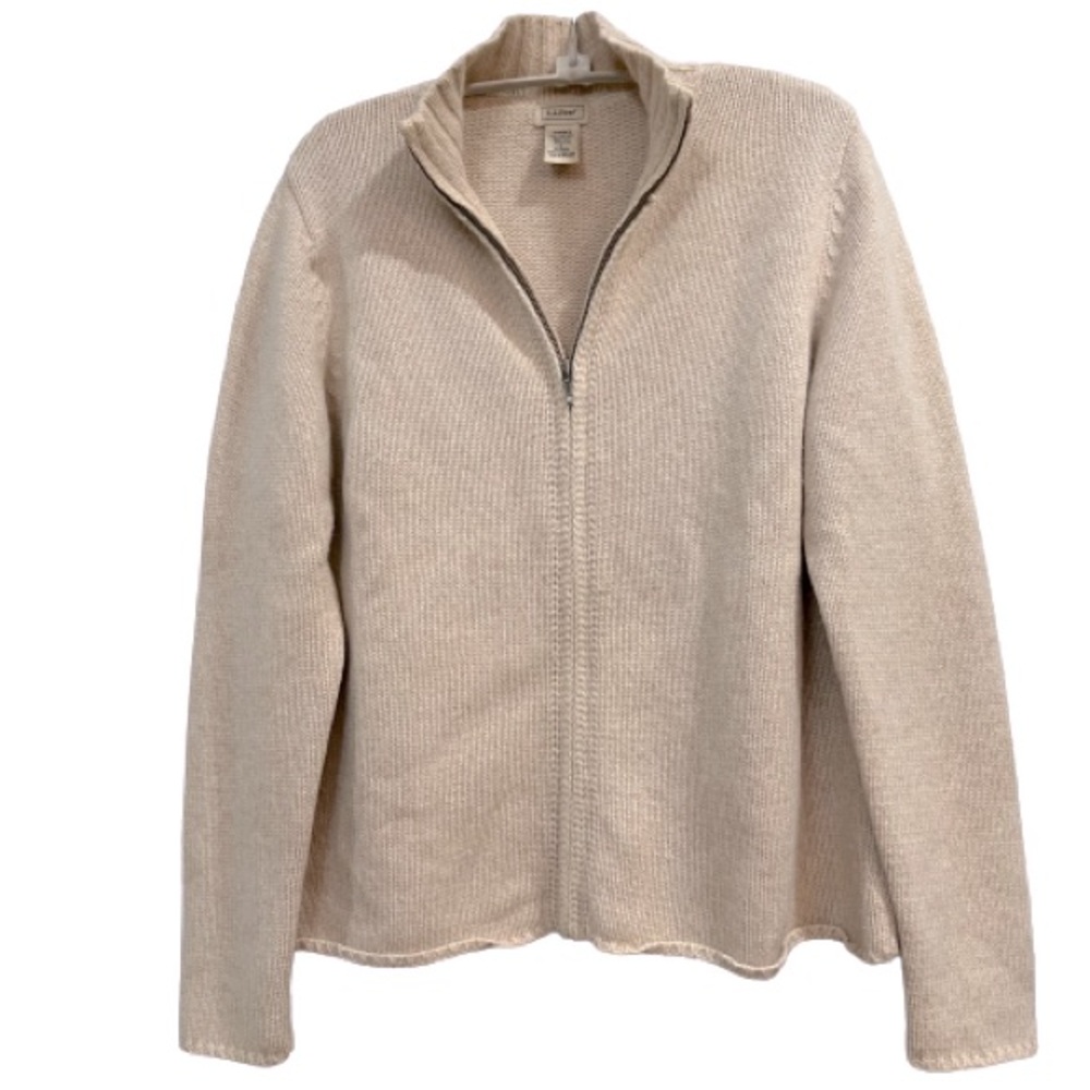 LL Bean Vintage Zip Front Mock Neck Wool Cardigan - Picture 7 of 7